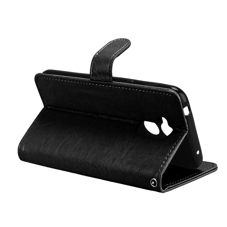 Solid Color Wallet Stand Protective Leather Case for Huawei Honor 6A / Honor 5C pro - Black-14