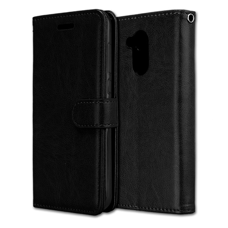Solid Color Wallet Stand Protective Leather Case for Huawei Honor 6A / Honor 5C pro - Black-3