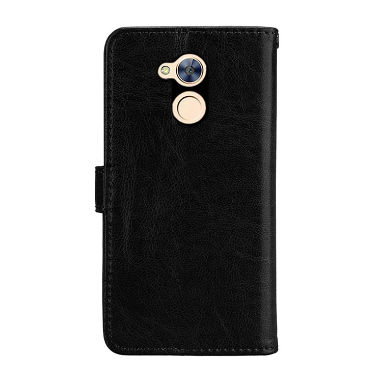 Solid Color Wallet Stand Protective Leather Case for Huawei Honor 6A / Honor 5C pro - Black-5