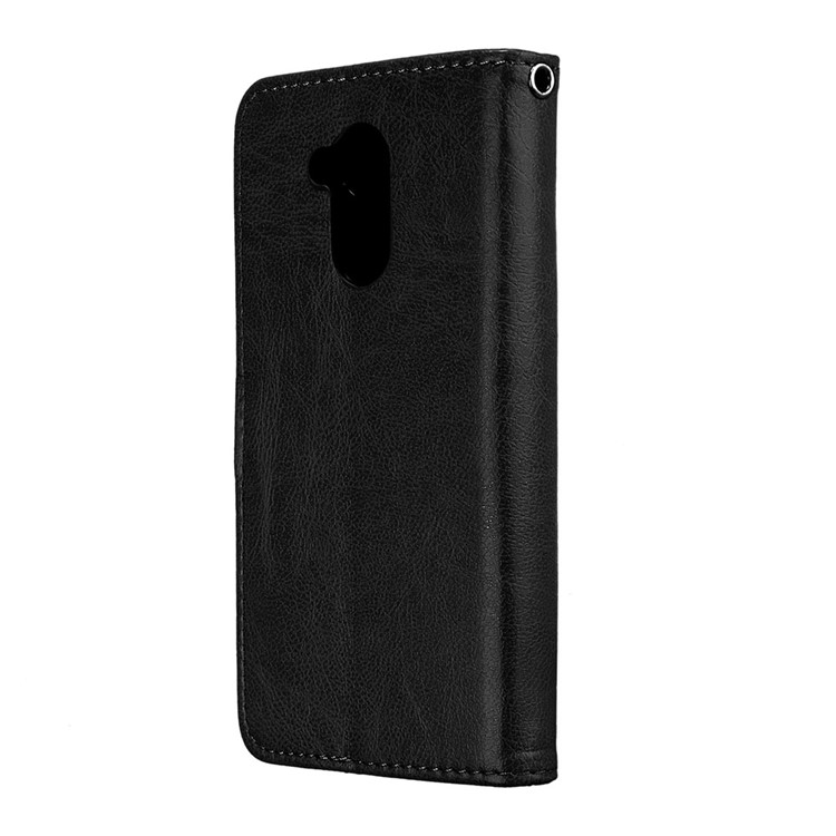 Solid Color Wallet Stand Protective Leather Case for Huawei Honor 6A / Honor 5C pro - Black-8