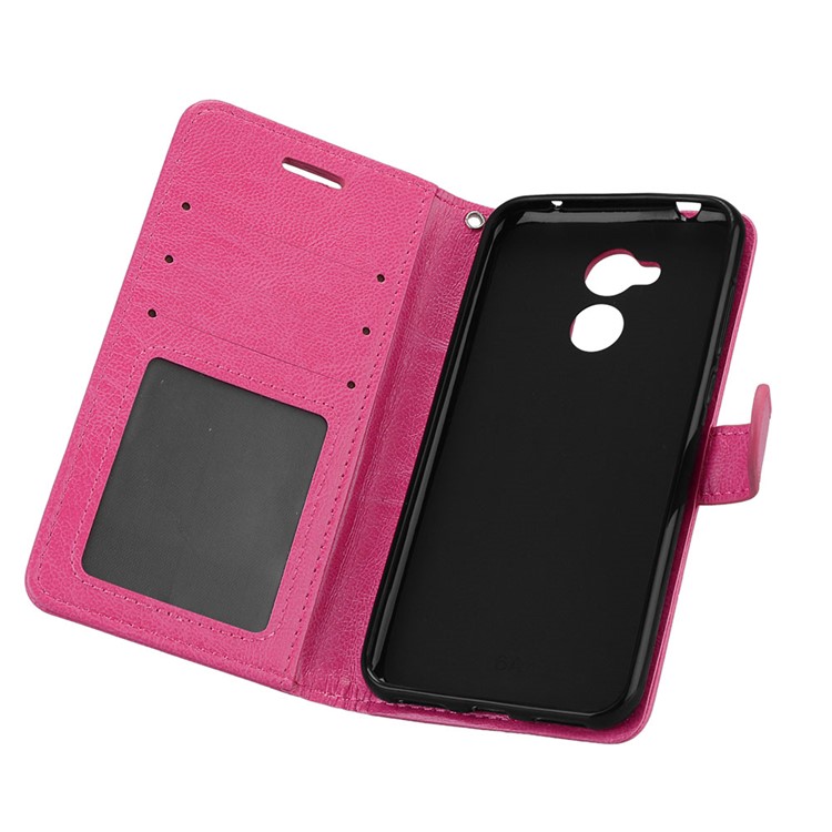 Solid Color Wallet Stand PU Leather Phone Case for Huawei Honor 6A / Honor 5C pro - Rose-10