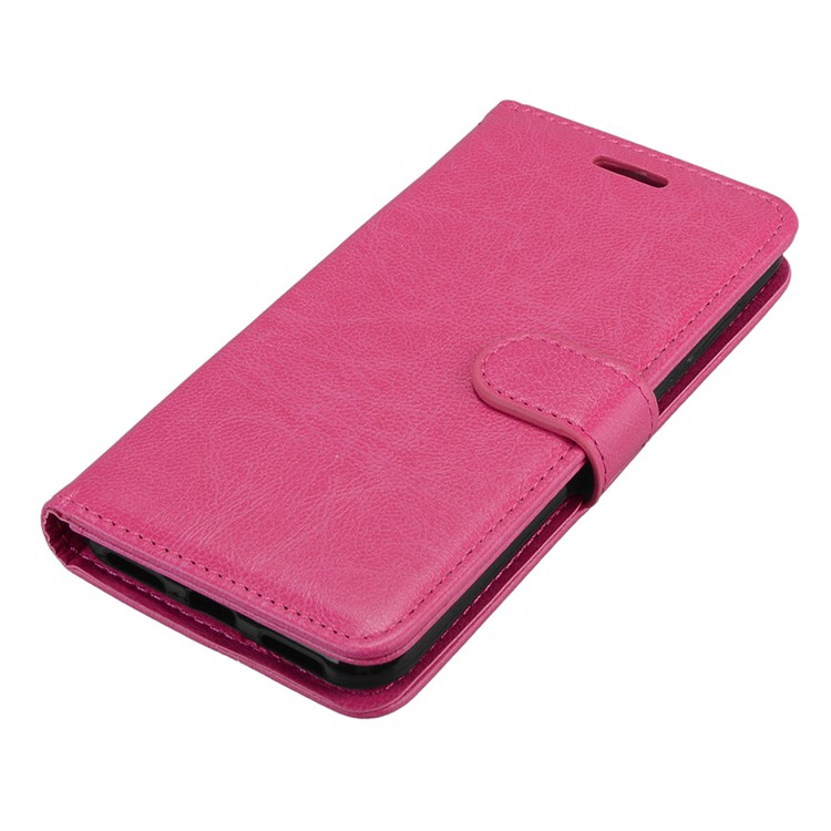 Solid Color Wallet Stand PU Leather Phone Case for Huawei Honor 6A / Honor 5C pro - Rose-11