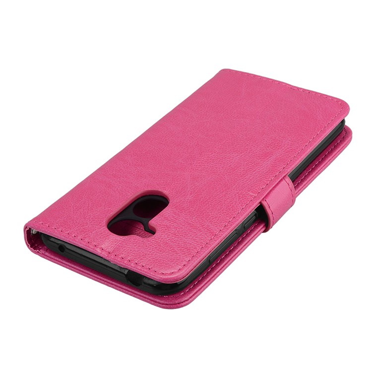 Solid Color Wallet Stand PU Leather Phone Case for Huawei Honor 6A / Honor 5C pro - Rose-12