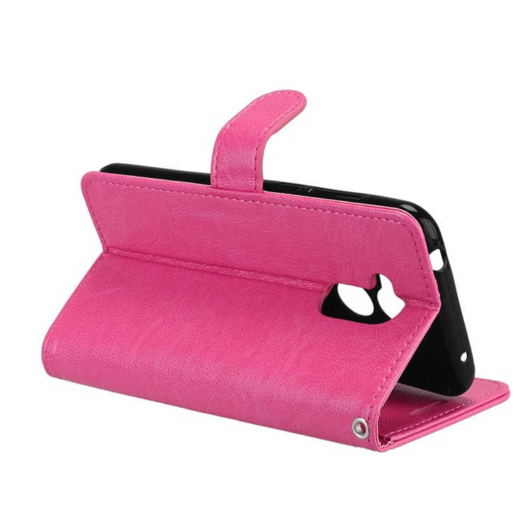 Solid Color Wallet Stand PU Leather Phone Case for Huawei Honor 6A / Honor 5C pro - Rose-14