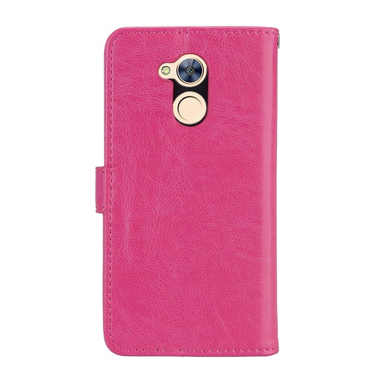 Solid Color Wallet Stand PU Leather Phone Case for Huawei Honor 6A / Honor 5C pro - Rose-5