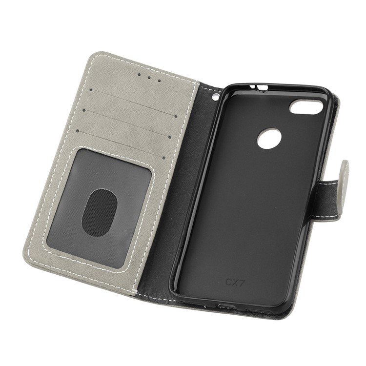 Matte Finish Wallet PU Leather Stand Cover for Huawei Y6 Pro (2017) / Enjoy 7 / P9 lite mini - Grey-10