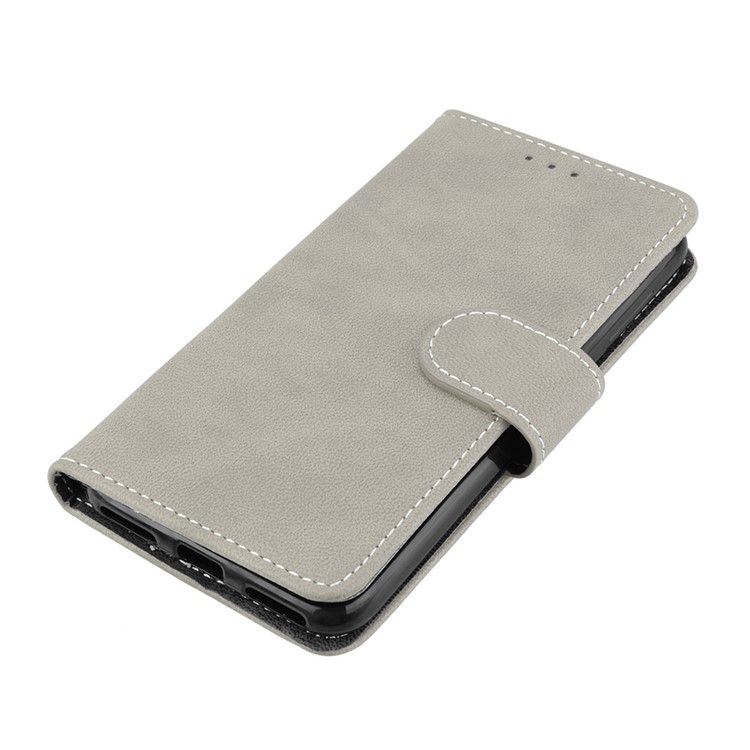 Matte Finish Wallet PU Leather Stand Cover for Huawei Y6 Pro (2017) / Enjoy 7 / P9 lite mini - Grey-11