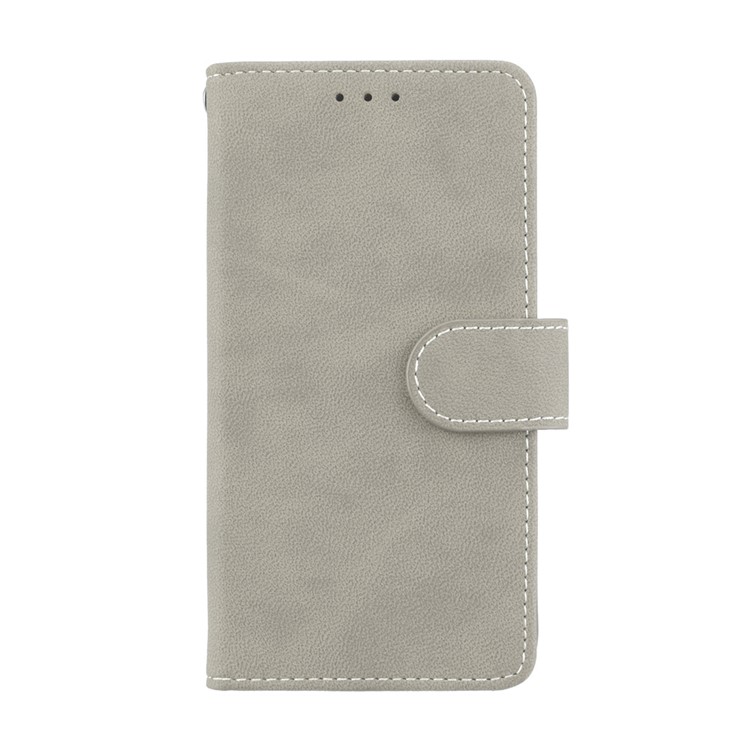 Matte Finish Wallet PU Leather Stand Cover for Huawei Y6 Pro (2017) / Enjoy 7 / P9 lite mini - Grey-4