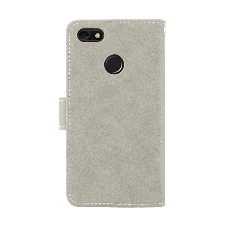 Matte Finish Wallet PU Leather Stand Cover for Huawei Y6 Pro (2017) / Enjoy 7 / P9 lite mini - Grey-5