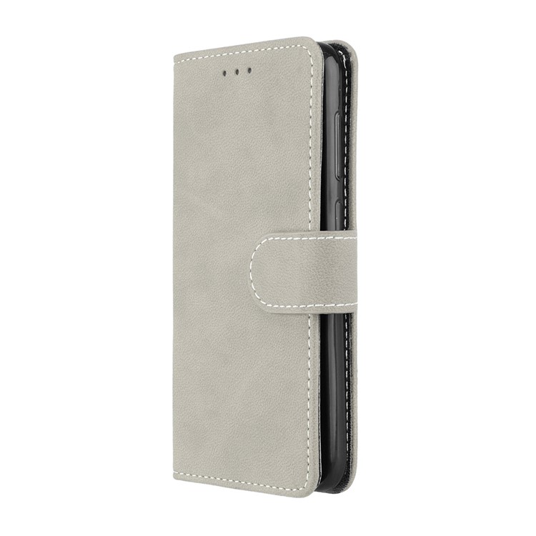 Matte Finish Wallet PU Leather Stand Cover for Huawei Y6 Pro (2017) / Enjoy 7 / P9 lite mini - Grey-7