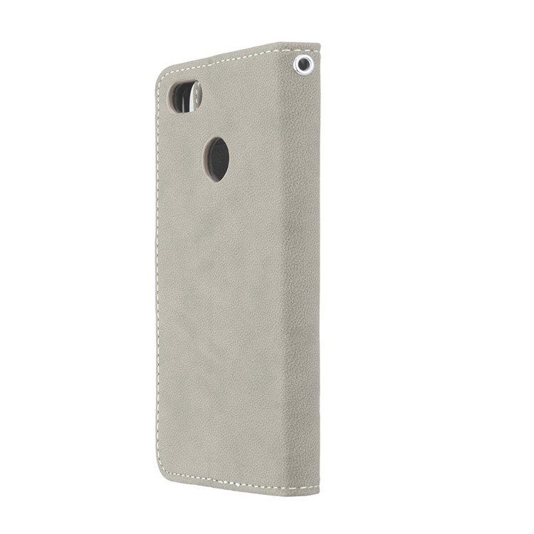 Matte Finish Wallet PU Leather Stand Cover for Huawei Y6 Pro (2017) / Enjoy 7 / P9 lite mini - Grey-8