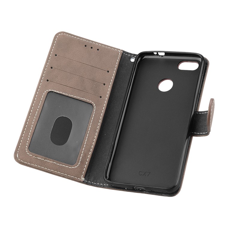 Matte Finish Wallet PU Leather Stand Casing for Huawei Y6 Pro (2017) / Enjoy 7 / P9 lite mini - Khaki-10