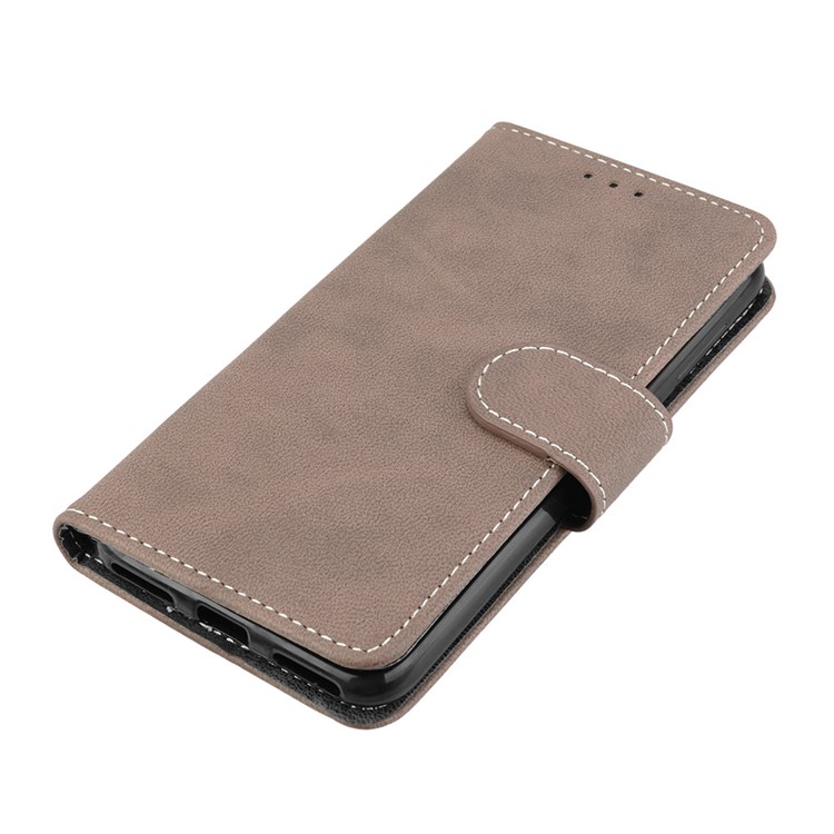 Matte Finish Wallet PU Leather Stand Casing for Huawei Y6 Pro (2017) / Enjoy 7 / P9 lite mini - Khaki-11