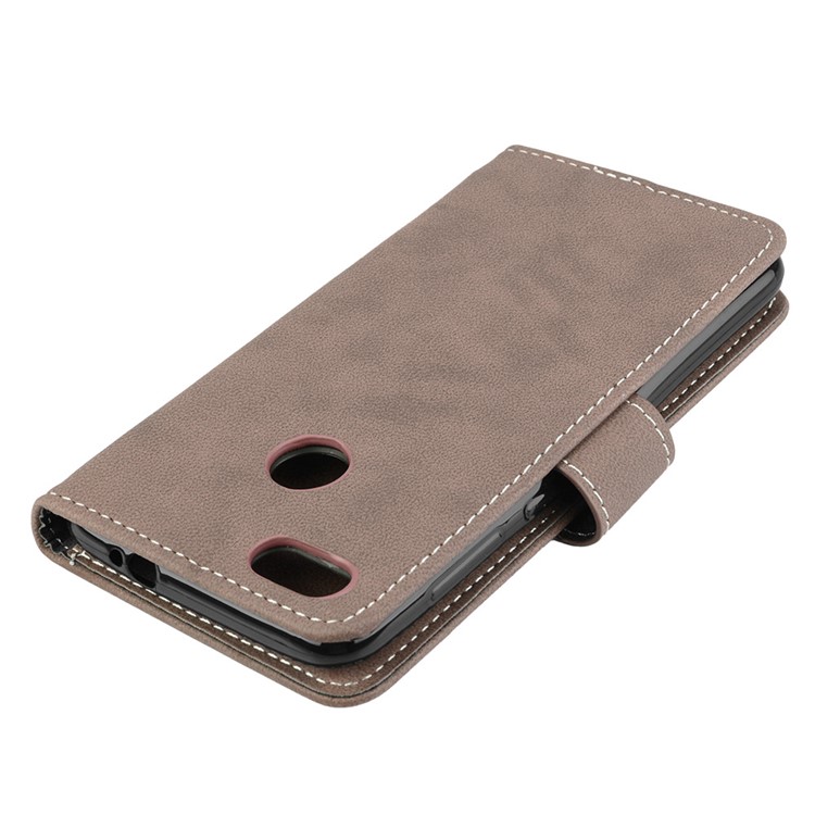 Matte Finish Wallet PU Leather Stand Casing for Huawei Y6 Pro (2017) / Enjoy 7 / P9 lite mini - Khaki-12