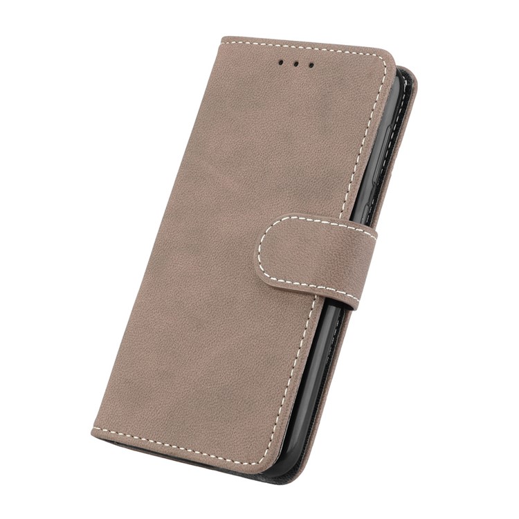Matte Finish Wallet PU Leather Stand Casing for Huawei Y6 Pro (2017) / Enjoy 7 / P9 lite mini - Khaki-6