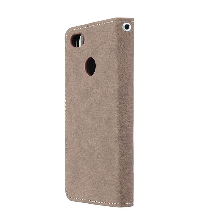 Matte Finish Wallet PU Leather Stand Casing for Huawei Y6 Pro (2017) / Enjoy 7 / P9 lite mini - Khaki-8