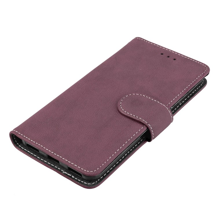 Matte Finish Wallet PU Leather Stand Shell for Huawei Y6 (2017) / Y5 (2017) - Wine Red-11