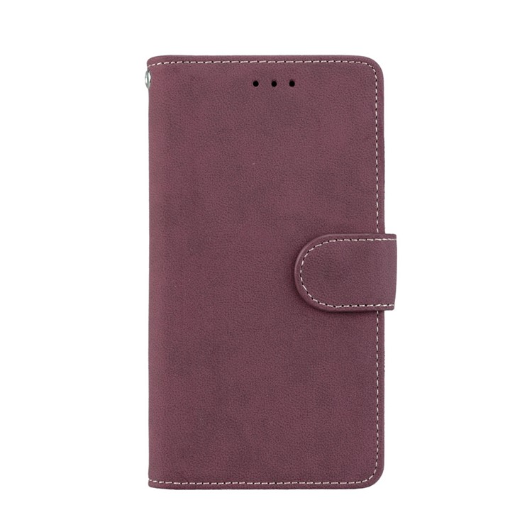 Matte Finish Wallet PU Leather Stand Shell for Huawei Y6 (2017) / Y5 (2017) - Wine Red-4
