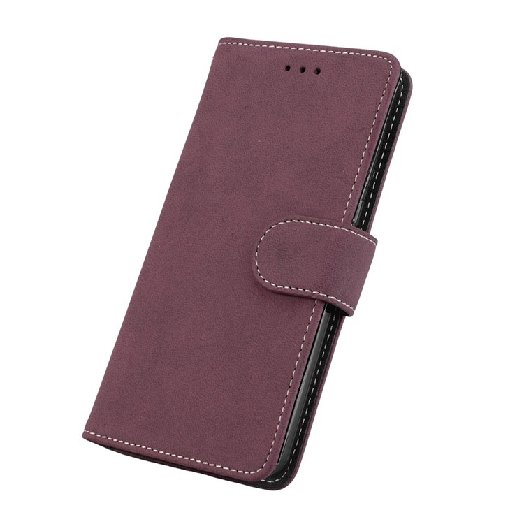 Matte Finish Wallet PU Leather Stand Shell for Huawei Y6 (2017) / Y5 (2017) - Wine Red-6