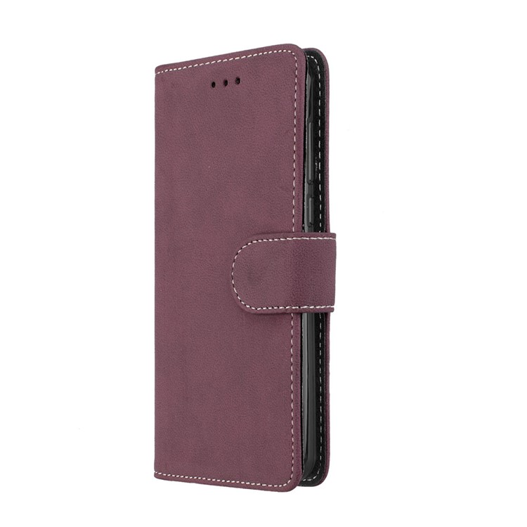 Matte Finish Wallet PU Leather Stand Shell for Huawei Y6 (2017) / Y5 (2017) - Wine Red-7