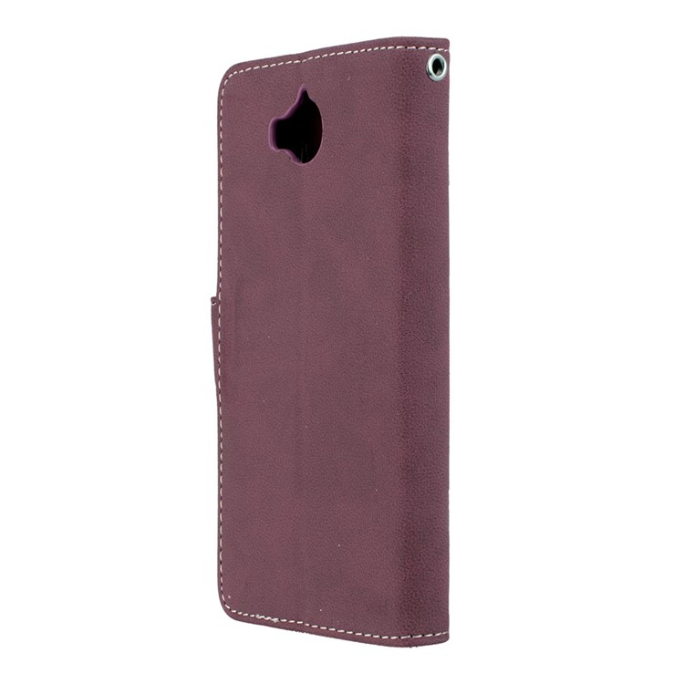 Matte Finish Wallet PU Leather Stand Shell for Huawei Y6 (2017) / Y5 (2017) - Wine Red-8