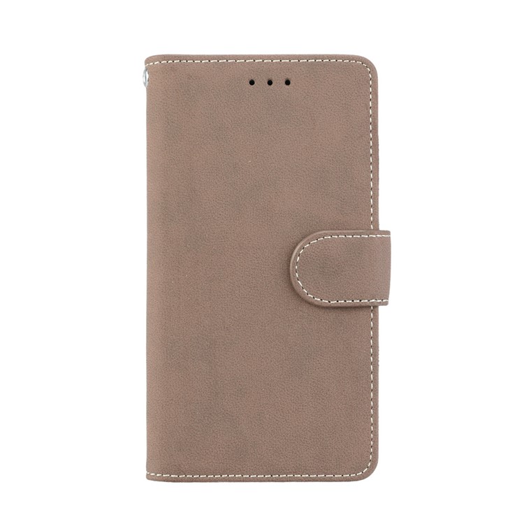 Matte Finish Wallet PU Leather Stand Casing for Huawei Y6 (2017) / Y5 (2017) - Khaki-4