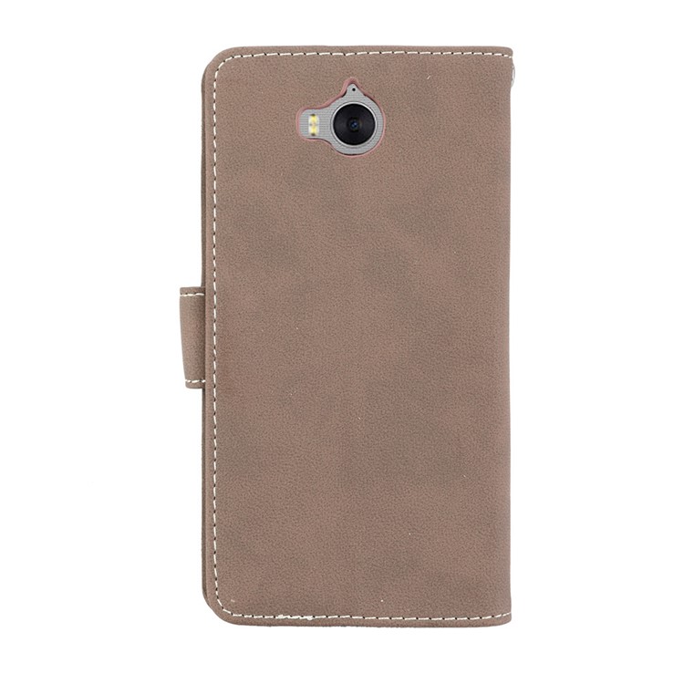 Matte Finish Wallet PU Leather Stand Casing for Huawei Y6 (2017) / Y5 (2017) - Khaki-5