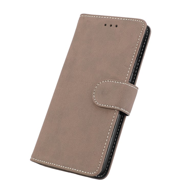 Matte Finish Wallet PU Leather Stand Casing for Huawei Y6 (2017) / Y5 (2017) - Khaki-6