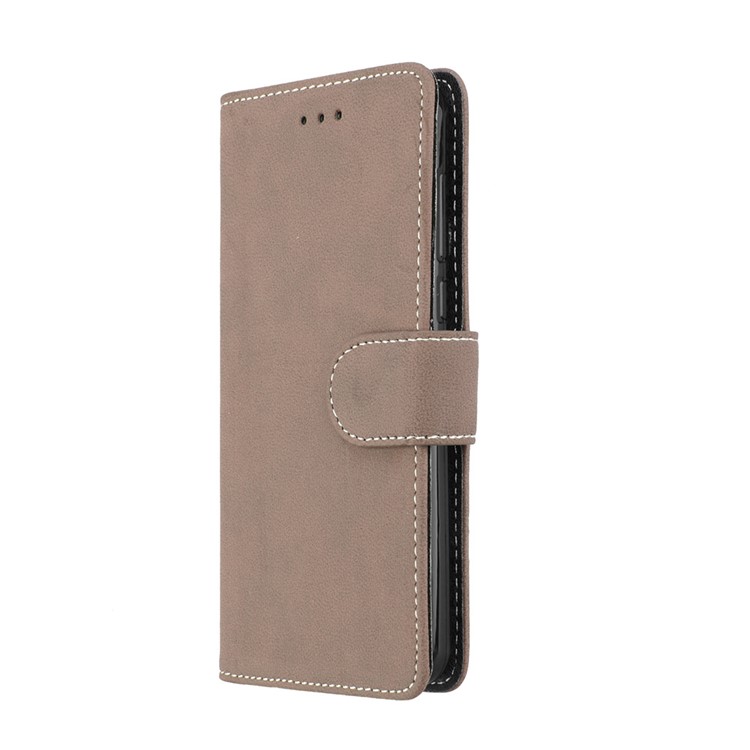Matte Finish Wallet PU Leather Stand Casing for Huawei Y6 (2017) / Y5 (2017) - Khaki-7