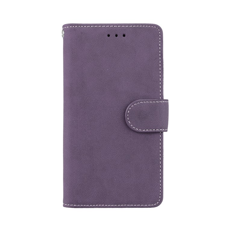 Matte Finish Wallet PU Leather Stand Mobile Phone Cover for Huawei Y6 (2017) / Y5 (2017) - Purple-4