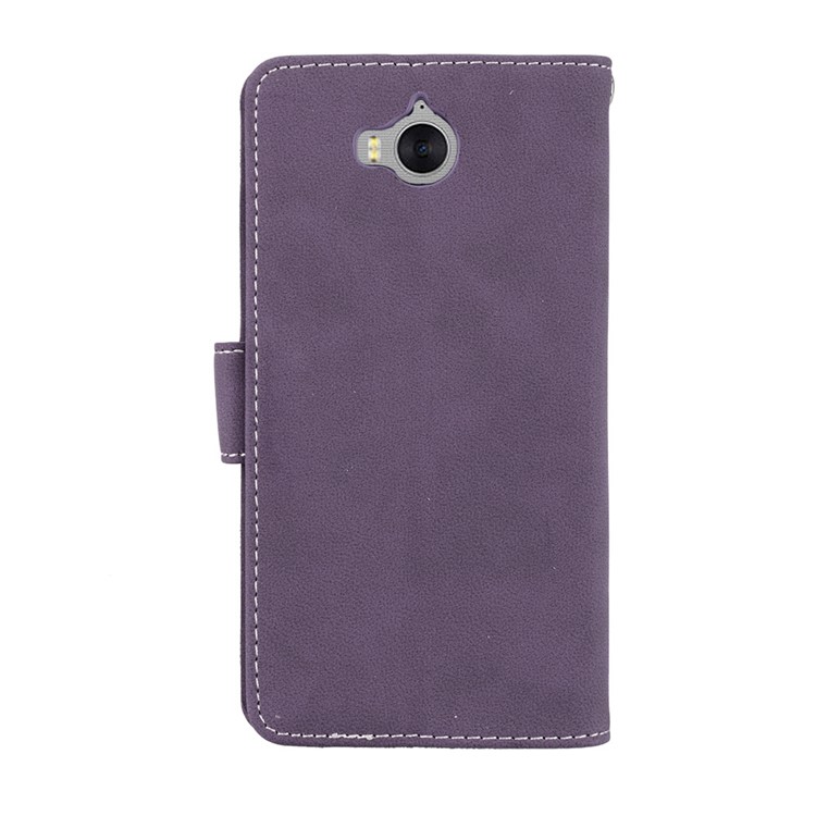 Matte Finish Wallet PU Leather Stand Mobile Phone Cover for Huawei Y6 (2017) / Y5 (2017) - Purple-5