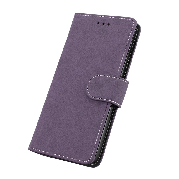 Matte Finish Wallet PU Leather Stand Mobile Phone Cover for Huawei Y6 (2017) / Y5 (2017) - Purple-6