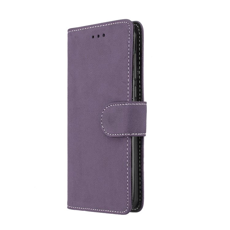 Matte Finish Wallet PU Leather Stand Mobile Phone Cover for Huawei Y6 (2017) / Y5 (2017) - Purple-7