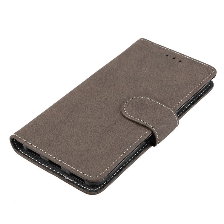 Matte Finish Wallet PU Leather Stand Cell Phone Cover for Huawei Y6 (2017) / Y5 (2017) - Brown-11