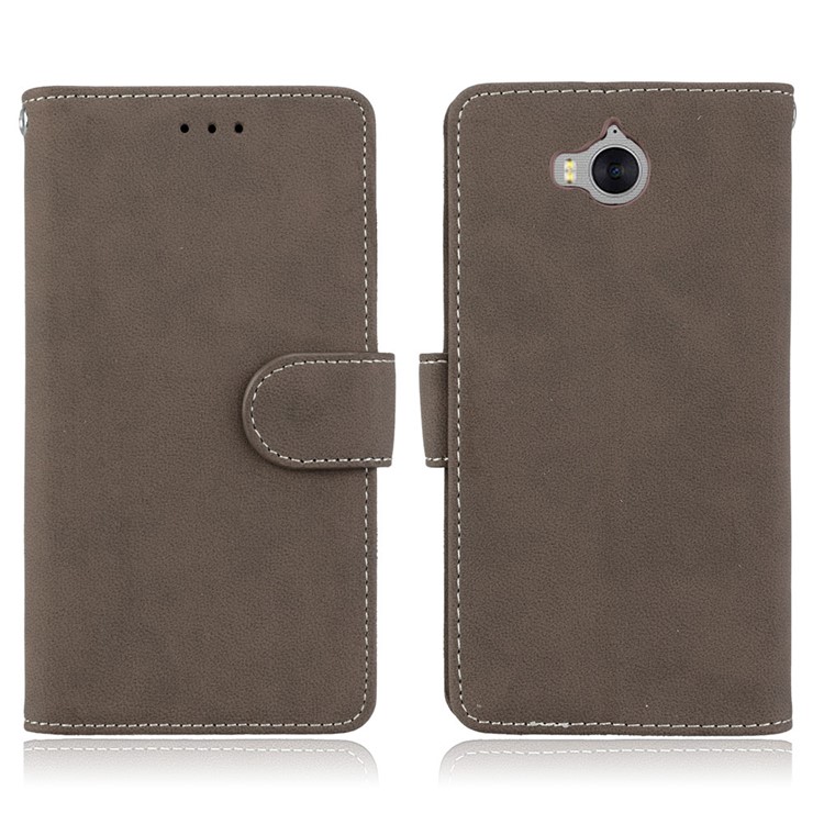 Matte Finish Wallet PU Leather Stand Cell Phone Cover for Huawei Y6 (2017) / Y5 (2017) - Brown-2