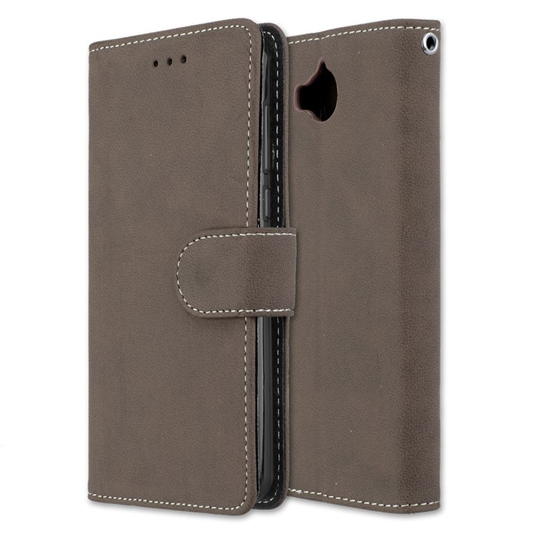 Matte Finish Wallet PU Leather Stand Cell Phone Cover for Huawei Y6 (2017) / Y5 (2017) - Brown-3