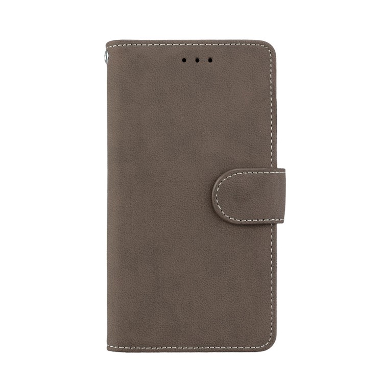 Matte Finish Wallet PU Leather Stand Cell Phone Cover for Huawei Y6 (2017) / Y5 (2017) - Brown-4