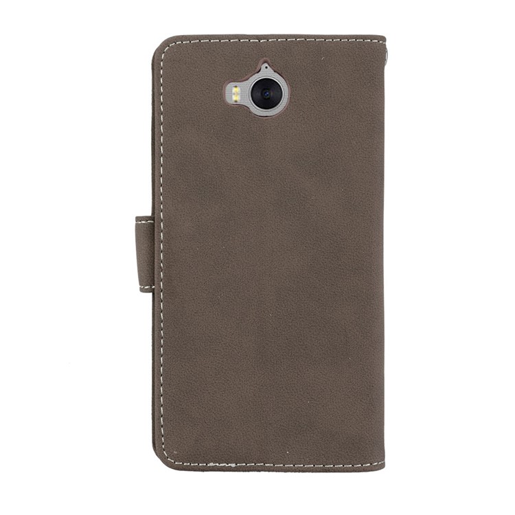Matte Finish Wallet PU Leather Stand Cell Phone Cover for Huawei Y6 (2017) / Y5 (2017) - Brown-5