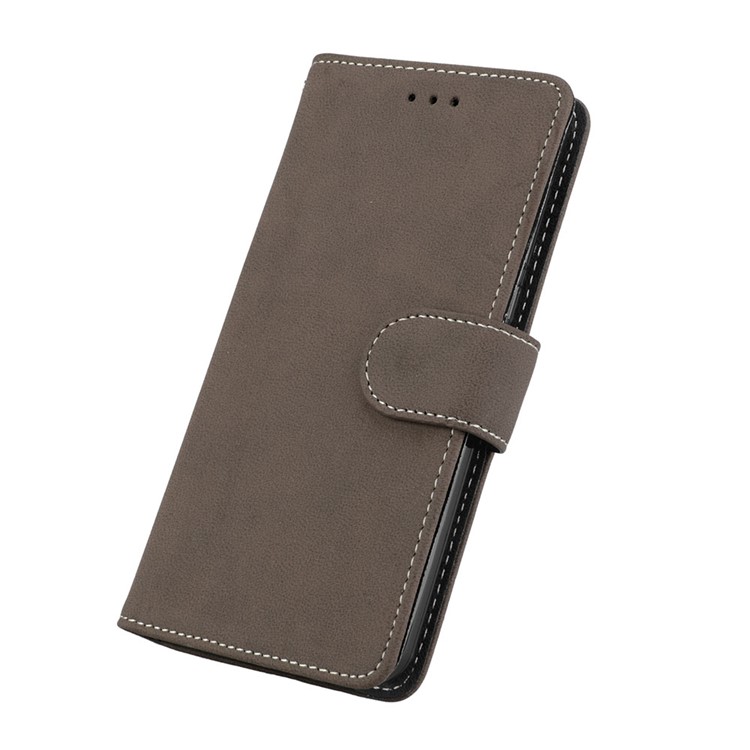 Matte Finish Wallet PU Leather Stand Cell Phone Cover for Huawei Y6 (2017) / Y5 (2017) - Brown-6