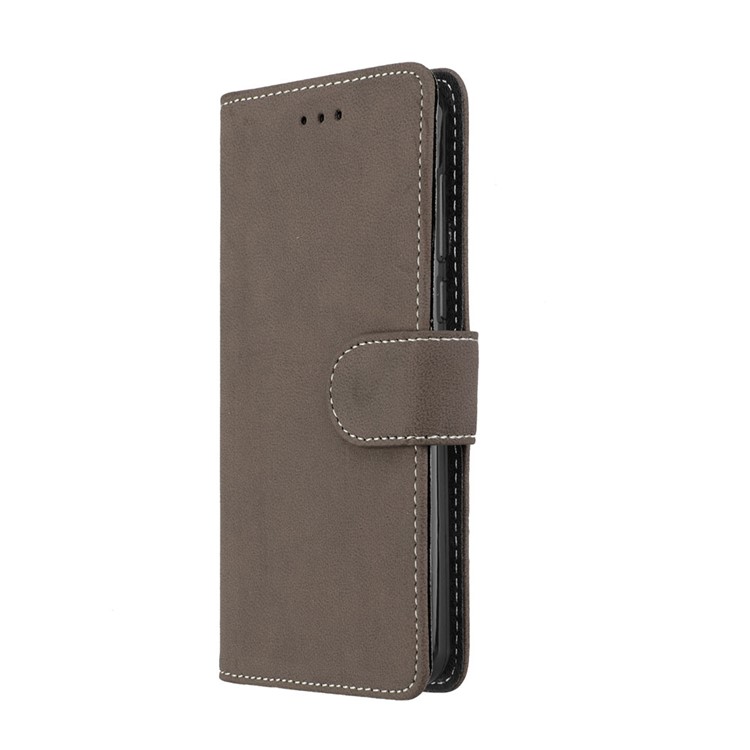 Matte Finish Wallet PU Leather Stand Cell Phone Cover for Huawei Y6 (2017) / Y5 (2017) - Brown-7