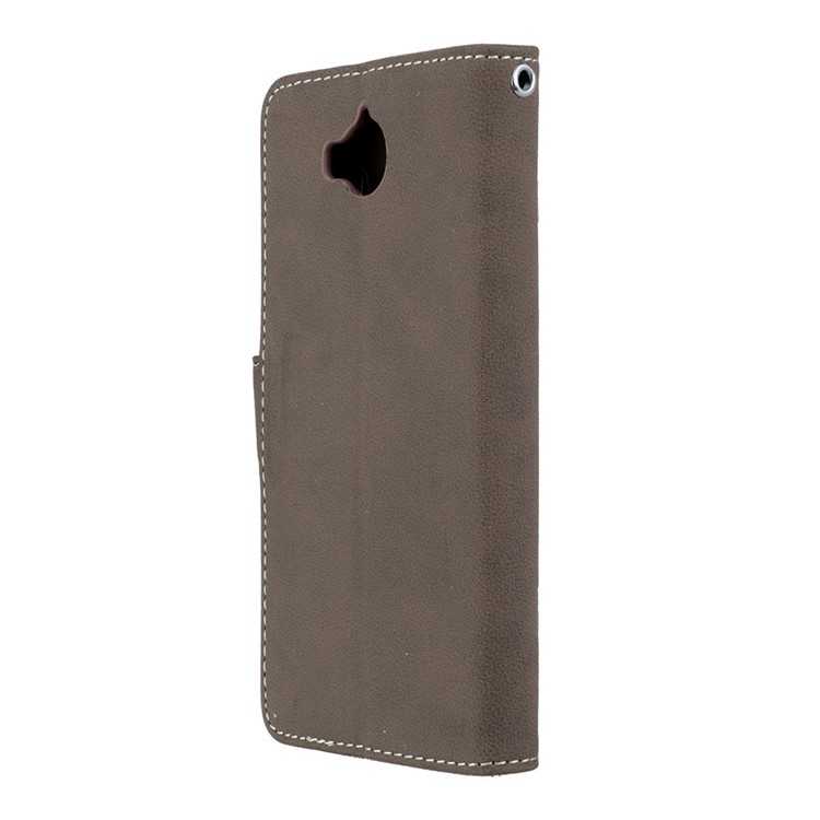 Matte Finish Wallet PU Leather Stand Cell Phone Cover for Huawei Y6 (2017) / Y5 (2017) - Brown-8