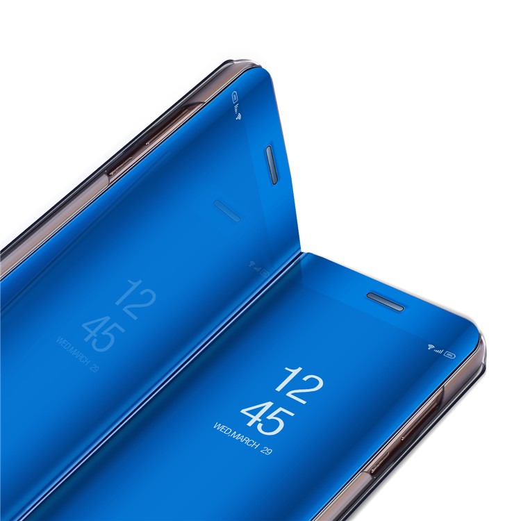 Plating Mirror Surface PC Leather View Window Phone Shell for Huawei P10 - Dark Blue-2