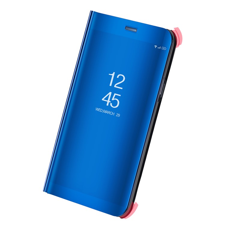 Plating Mirror Surface PC Leather View Window Phone Shell for Huawei P10 - Dark Blue-4