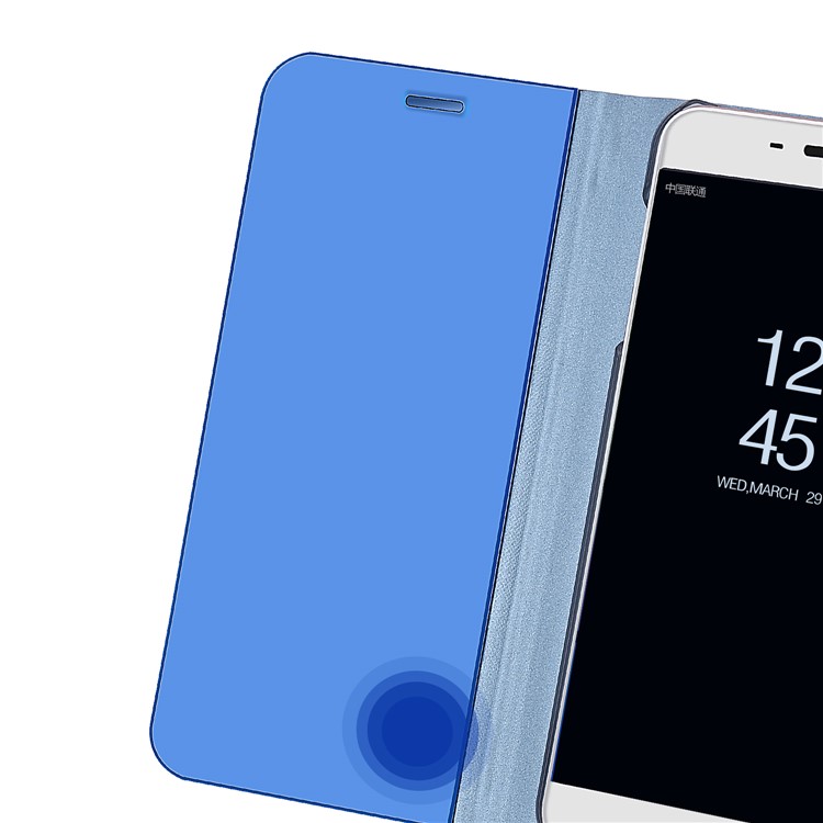 Plating Mirror Surface PC Leather View Window Phone Shell for Huawei P10 - Dark Blue-5