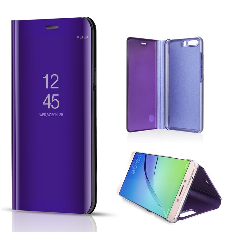 Capacitación Del Espejo Mirror PC PC Vista de Cuero Case de Teléfonos Celulares Para Huawei P10 - Violeta