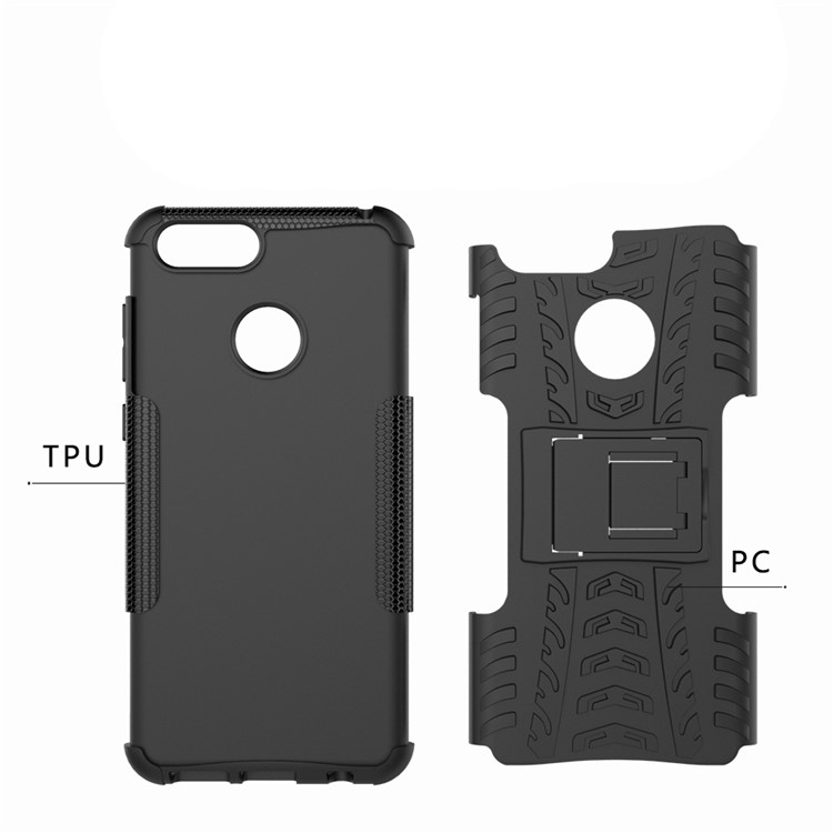 2-in-1 Tyre Pattern Kickstand PC + TPU Hybrid Case for Huawei Honor 7X - Black-11