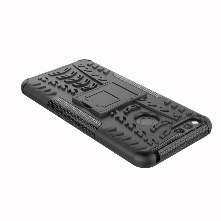 2-in-1 Tyre Pattern Kickstand PC + TPU Hybrid Case for Huawei Honor 7X - Black-3