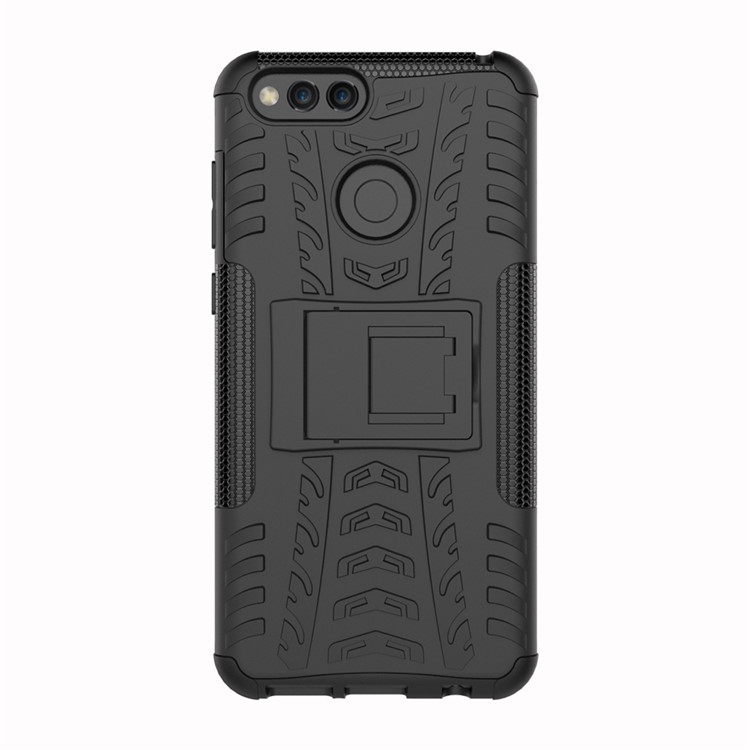 2-in-1 Tyre Pattern Kickstand PC + TPU Hybrid Case for Huawei Honor 7X - Black-5