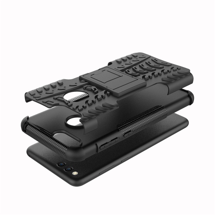 2-in-1 Tyre Pattern Kickstand PC + TPU Hybrid Case for Huawei Honor 7X - Black-7