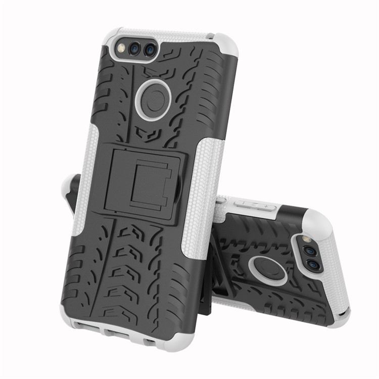 2-in-1 Tyre Pattern Kickstand PC + TPU Hybrid Cover for Huawei Honor 7X - White-2